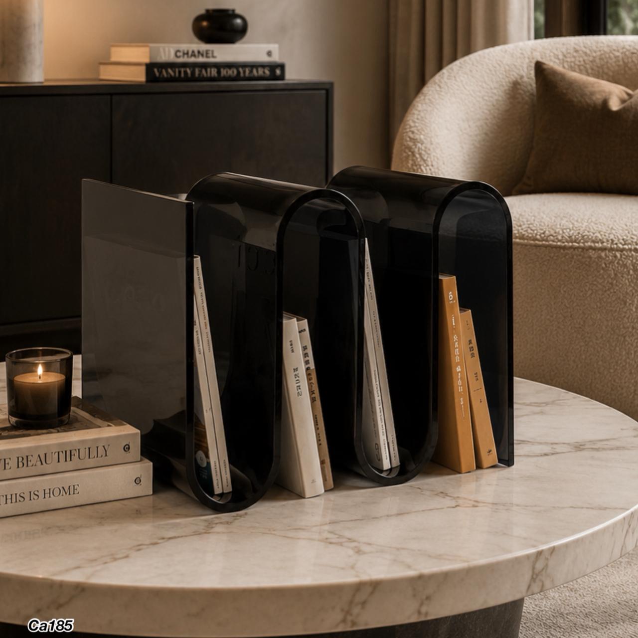 Mesa auxiliar biblioteca negra en ondas acrilico 43cm* 29.5cm* 34cm